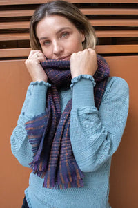 Sessùn Niu Pio Ruby Blue Woven Scarf - The Mercantile London