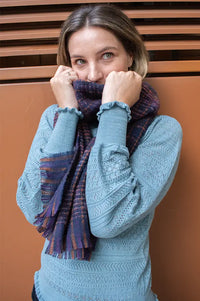 Sessùn Niu Pio Ruby Blue Woven Scarf - The Mercantile London
