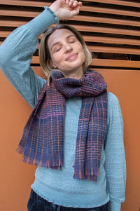 Sessùn Niu Pio Ruby Blue Woven Scarf - The Mercantile London