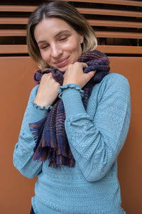 Sessùn Niu Pio Ruby Blue Woven Scarf - The Mercantile London