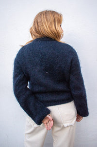 Noella Kae Navy Mohair Knit Cardigan