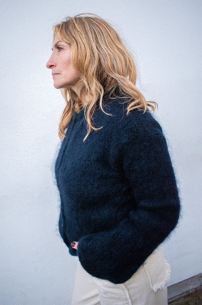 Noella Kae Navy Mohair Knit Cardigan