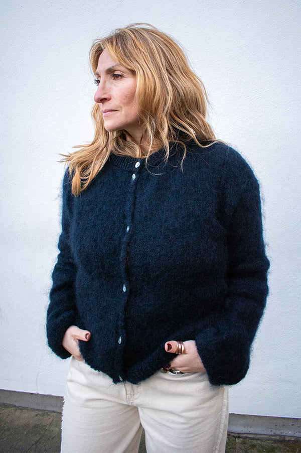 Noella Kae Navy Mohair Knit Cardigan