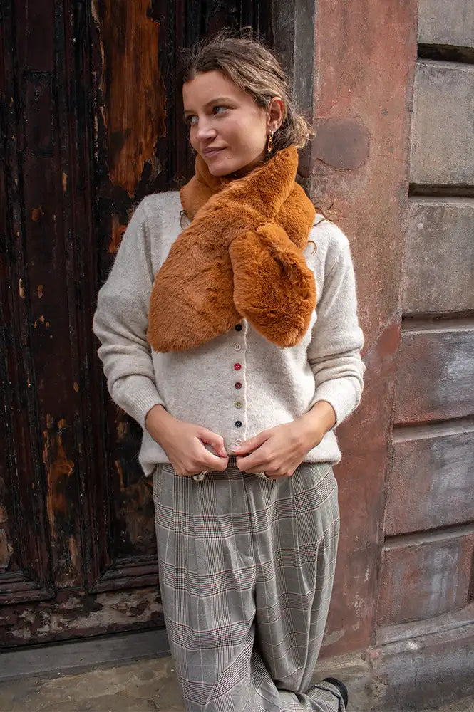 Nooki Cate Chestnut Faux Fur Scarf - The Mercantile London