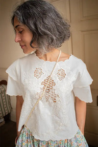 Nooki Tate Ecru Embroidered Cut-Out Top - The Mercantile London