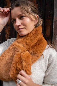Nooki Cate Chestnut Faux Fur Scarf - The Mercantile London