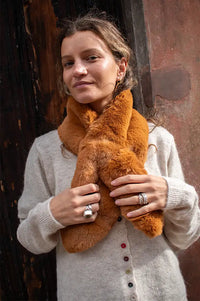 Nooki Cate Chestnut Faux Fur Scarf - The Mercantile London