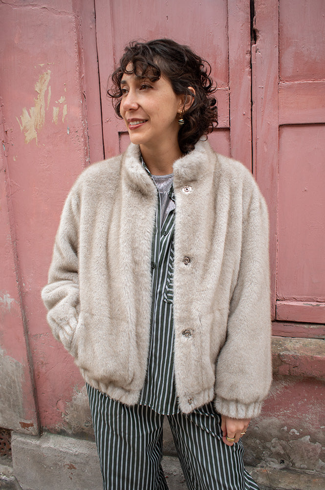 Nooki Aubrey Grey Faux Fur Jacket - The Mercantile London