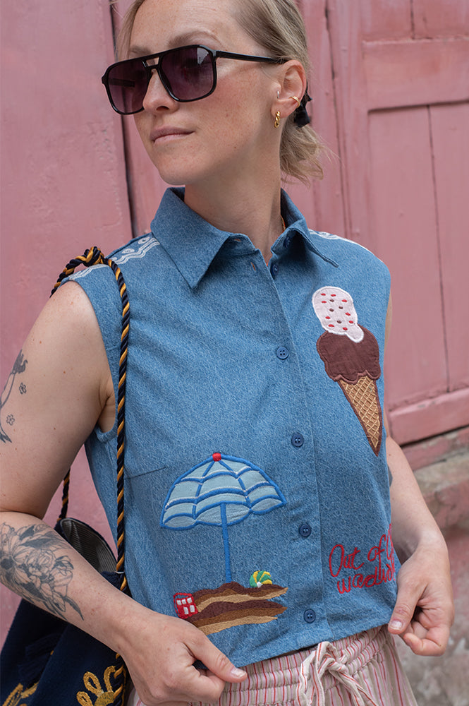 Stella Nova Out of Office Summer Blue Top - The Mercantile London