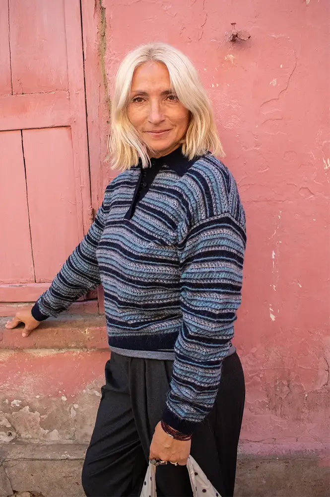 Stella Nova Blue Polo Knit Sweater