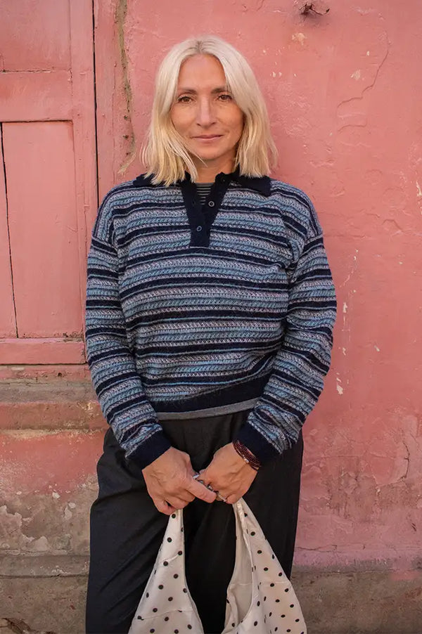 Stella Nova Blue Polo Knit Sweater