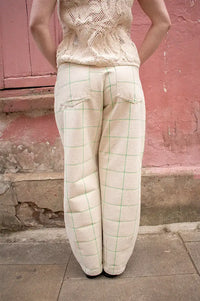 Stella Nova Creme Checked Baggy Low Waist Trousers - The Mercantile London