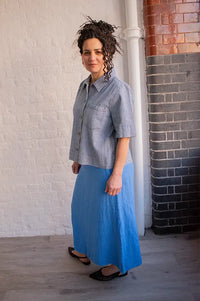 Numph Erina Medium Blue Striped Shirt - The Mercantile London