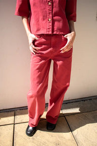 Numph Hamilton Washed Mulberry Red HR Wide Jeans