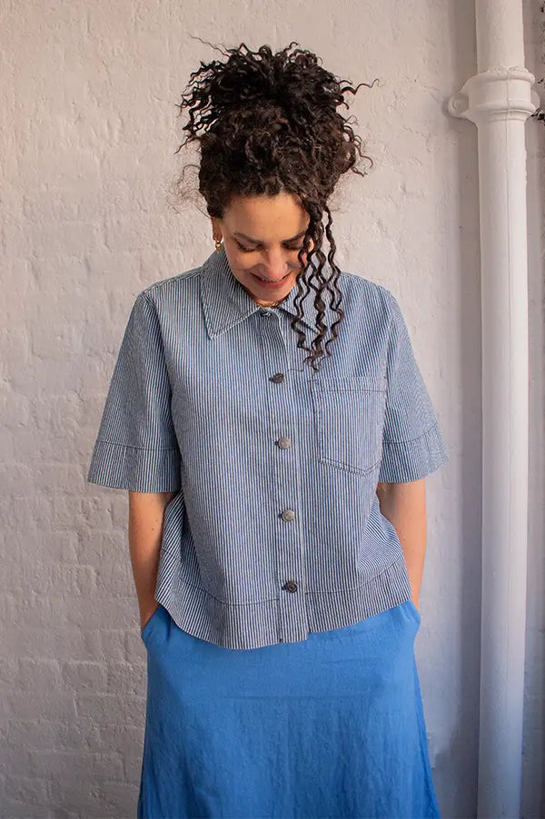 Numph Erina Medium Blue Striped Shirt - The Mercantile London