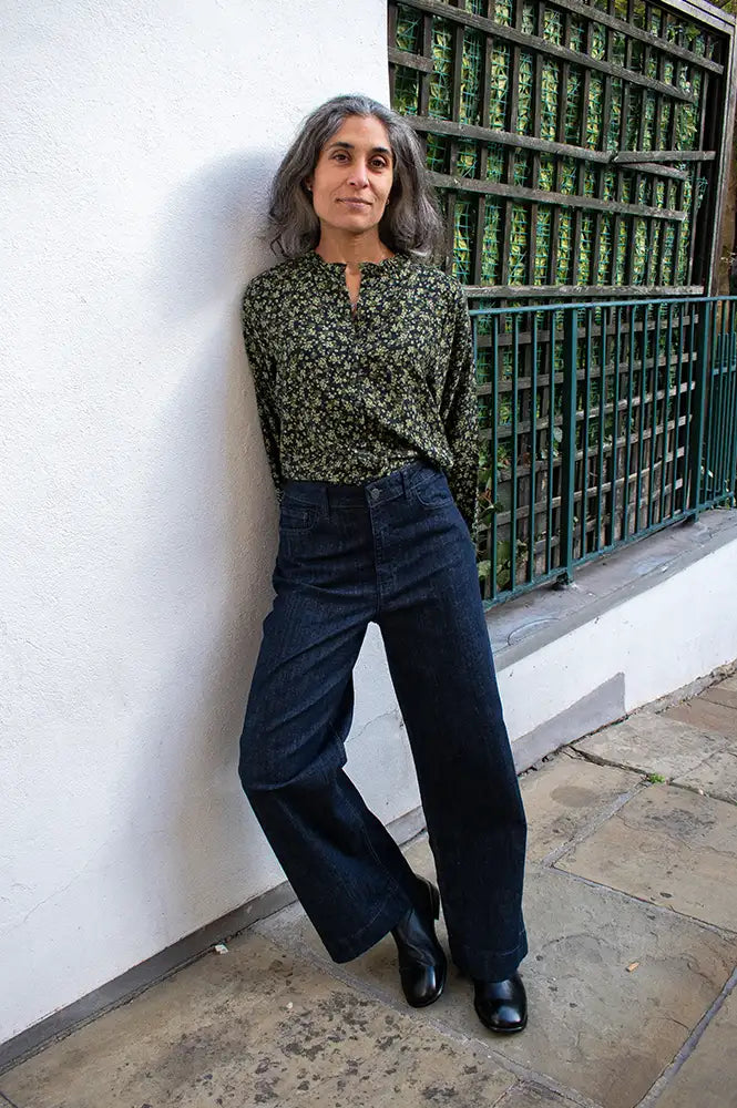Numph Paris Dark Denim Blue Wide Jeans
