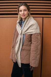 ICHI Gry Oatmeal Melange Knitted Triangle Scarf