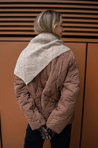 ICHI Gry Oatmeal Melange Knitted Triangle Scarf
