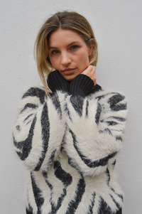 Object Hollow Black & Birch Zebra Pullover