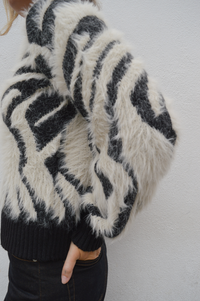 Object Hollow Black & Birch Zebra Pullover
