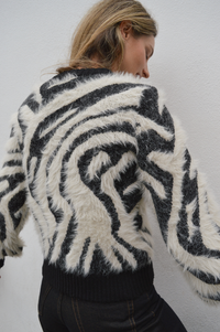 Object Hollow Black & Birch Zebra Pullover