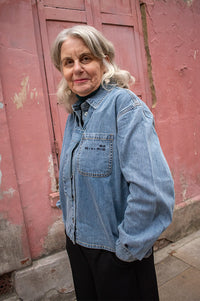 Object Vilma Short Denim Bow Shirt