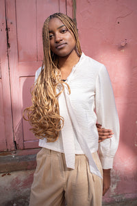 Object Jacira Cream Pussy-Bow Blouse - The Mercantile London