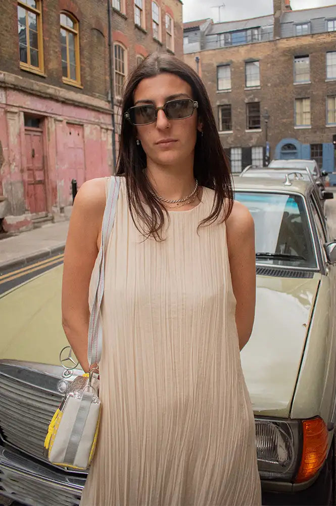 Object Mabel Macadamia Pleated Maxi Dress - The Mercantile London