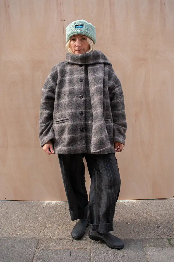 Object Maise Carafe Check Scarf Jacket