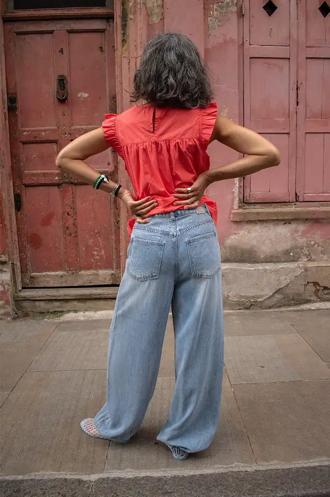 Object Lara Light Blue Denim Jogger Trousers
