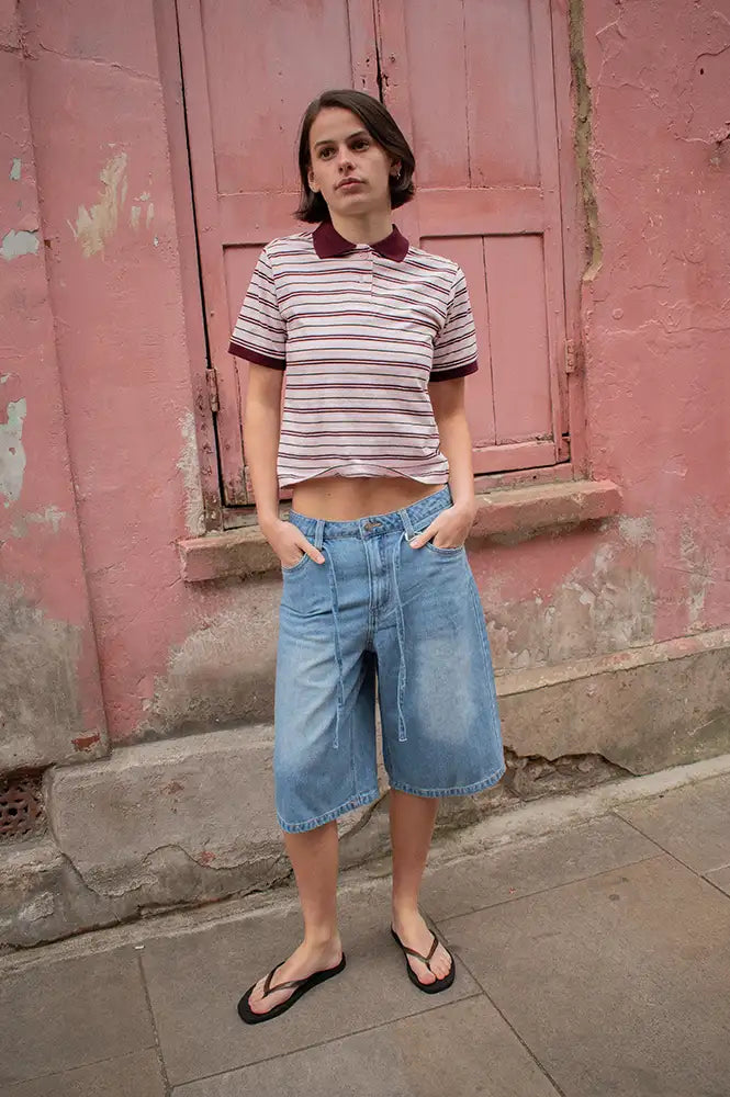 Dr Denim Jade Polo Pink Stripe - The Mercantile London