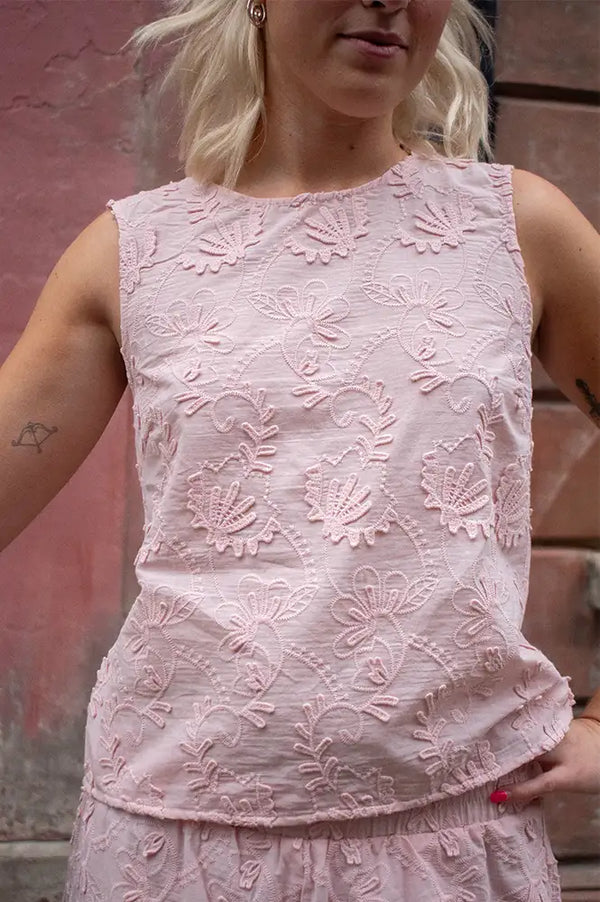 Object Mya Pale Lilac Embroidered Top