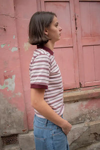 Dr Denim Jade Polo Pink Stripe - The Mercantile London