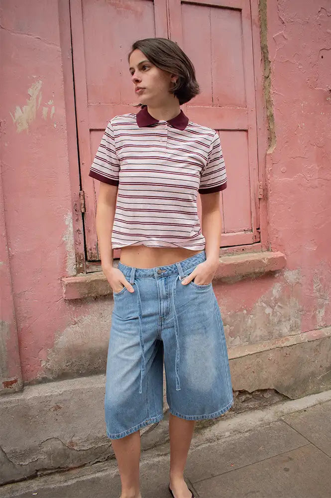 Object Rosie Light Blue Denim Culotte Shorts - The Mercantile London