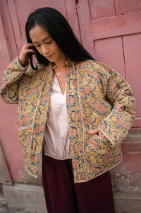 Cotton Conscious Ochre Block Print Reversible Kimono Jacket