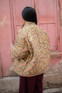 Cotton Conscious Ochre Block Print Reversible Kimono Jacket
