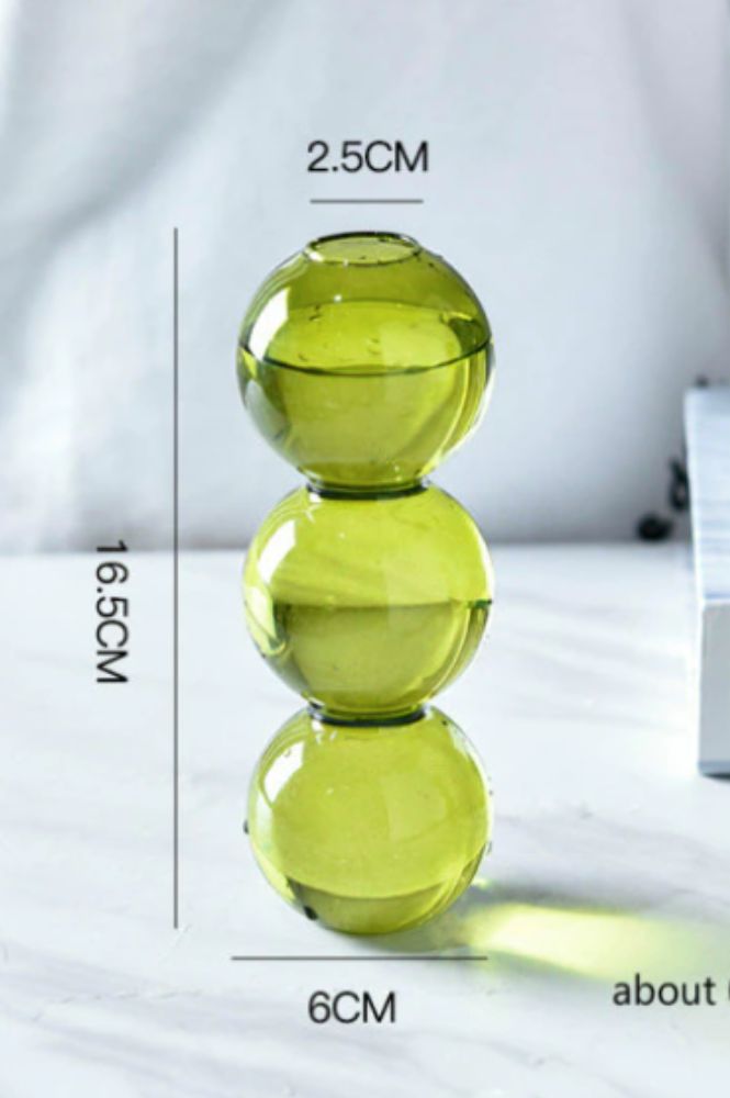 Ivore Bubble Shape Olive Glass Vase - The Mercantile London
