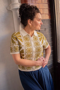 Suncoo Gabera Olive Polo Top - The Mercantile London