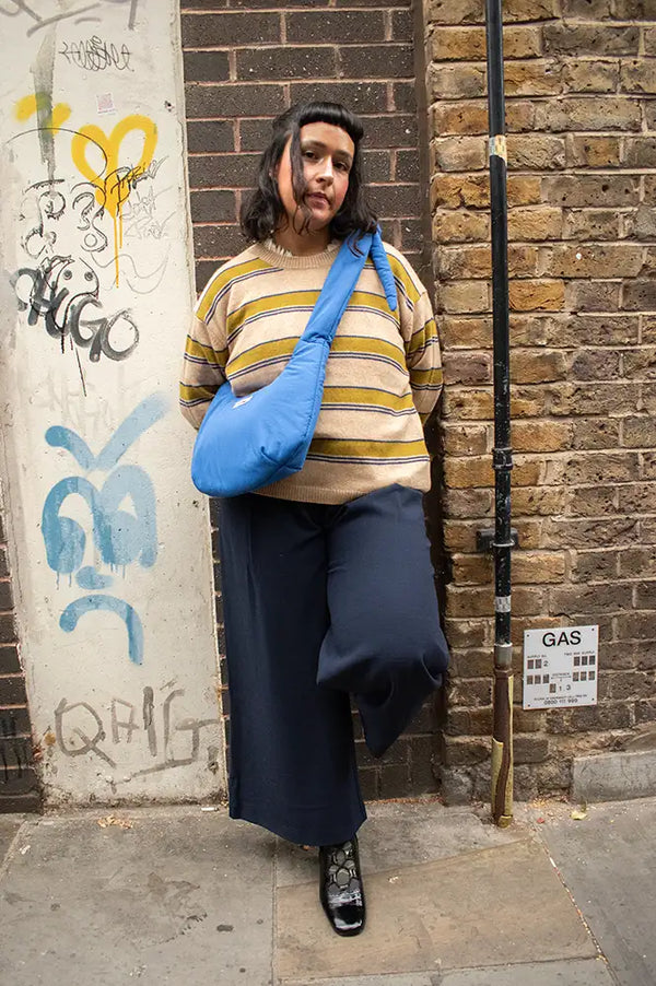 Nice Things Light Beige & Olive Striped Sweater