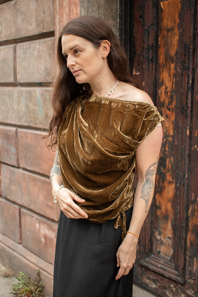 FRNCH Anita Ice Brown Asymmetric Top - The Mercantile London