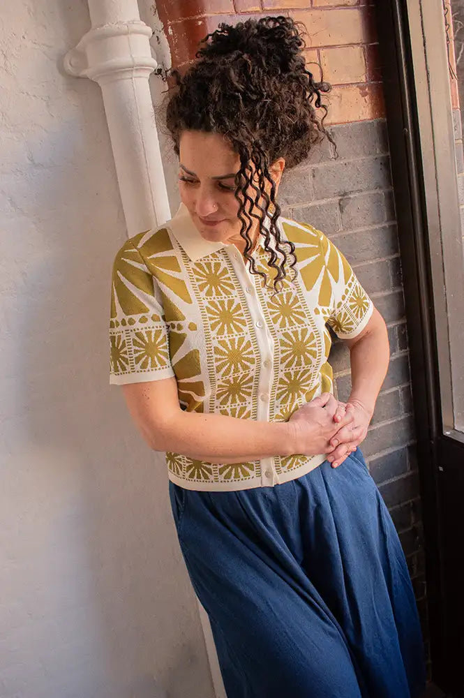 Suncoo Gabera Olive Polo Top - The Mercantile London
