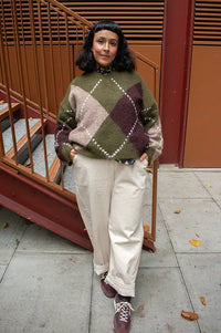 Noella Lai Avocado Argyle Mix Jumper