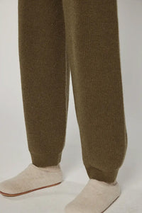 Amente Dark Olive Cashmere Blend Pants