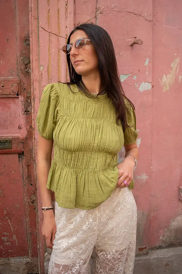 An'ge Sizaya Olive Blouse - The Mercantile London