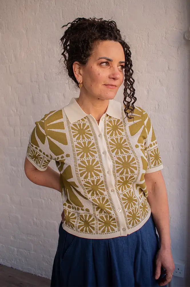 Suncoo Gabera Olive Polo Top - The Mercantile London