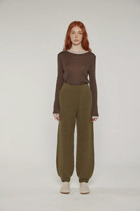 Amente Dark Olive Cashmere Blend Pants