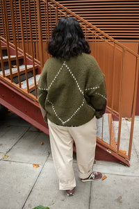Noella Lai Avocado Argyle Mix Jumper