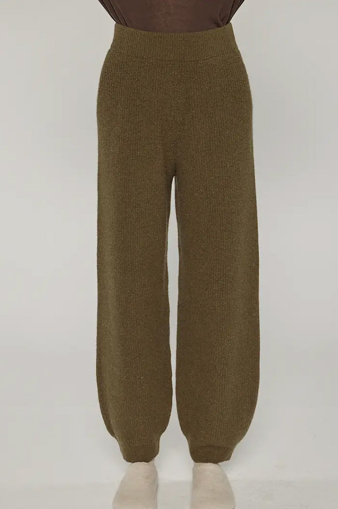 Amente Dark Olive Cashmere Blend Pants