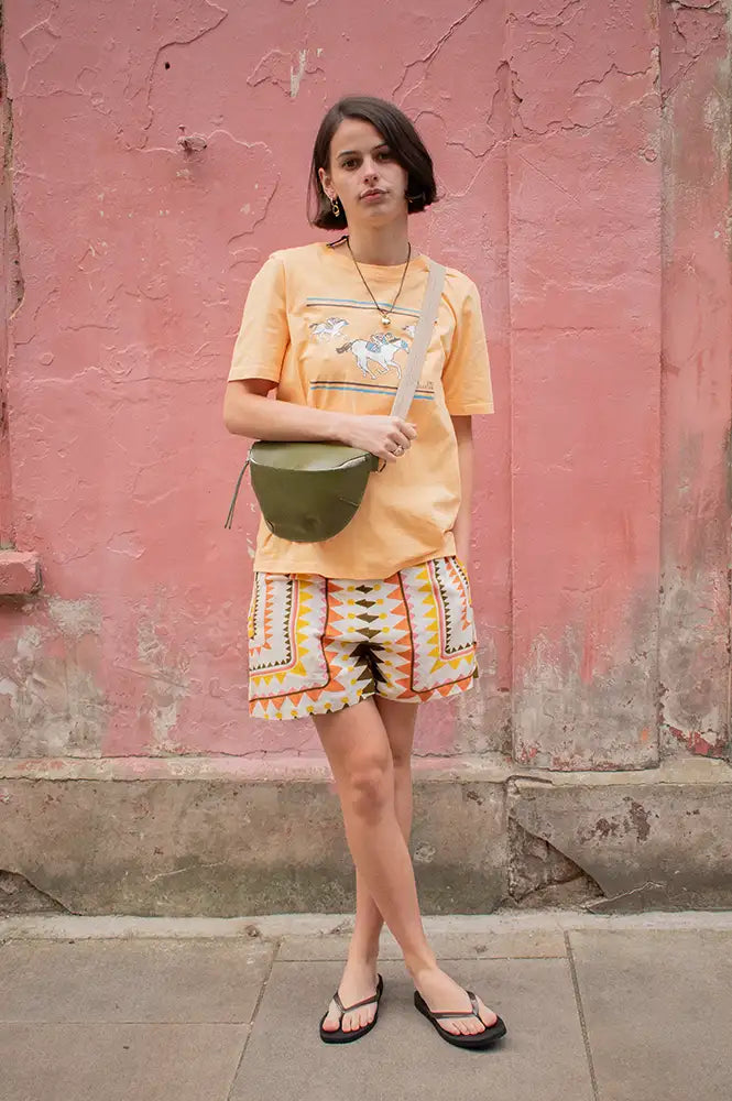 An'ge Rivilane Picoty Olive Shorts - The Mercantile London