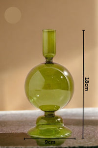 Ivore Olive Green Glass Bubble Candlestick Holder - The Mercantile London